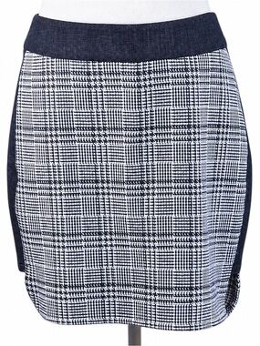 BCBGeneration Plaid Tweed Mini Skirt Womens 8 High Rise Navy NWT Career
